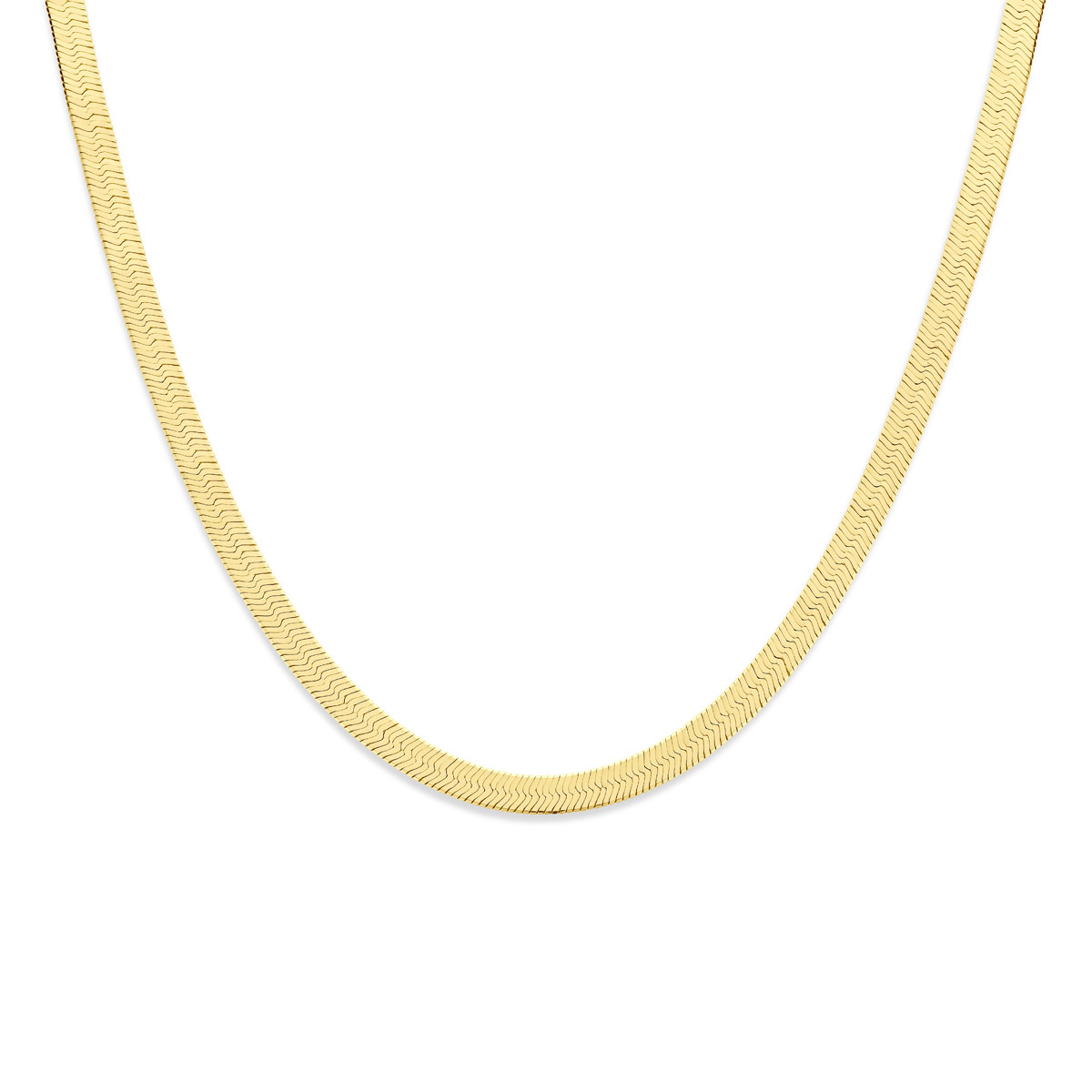 Gold plated schakelketting met platte slangschakel 7 mm breed - Lengte 43 cm