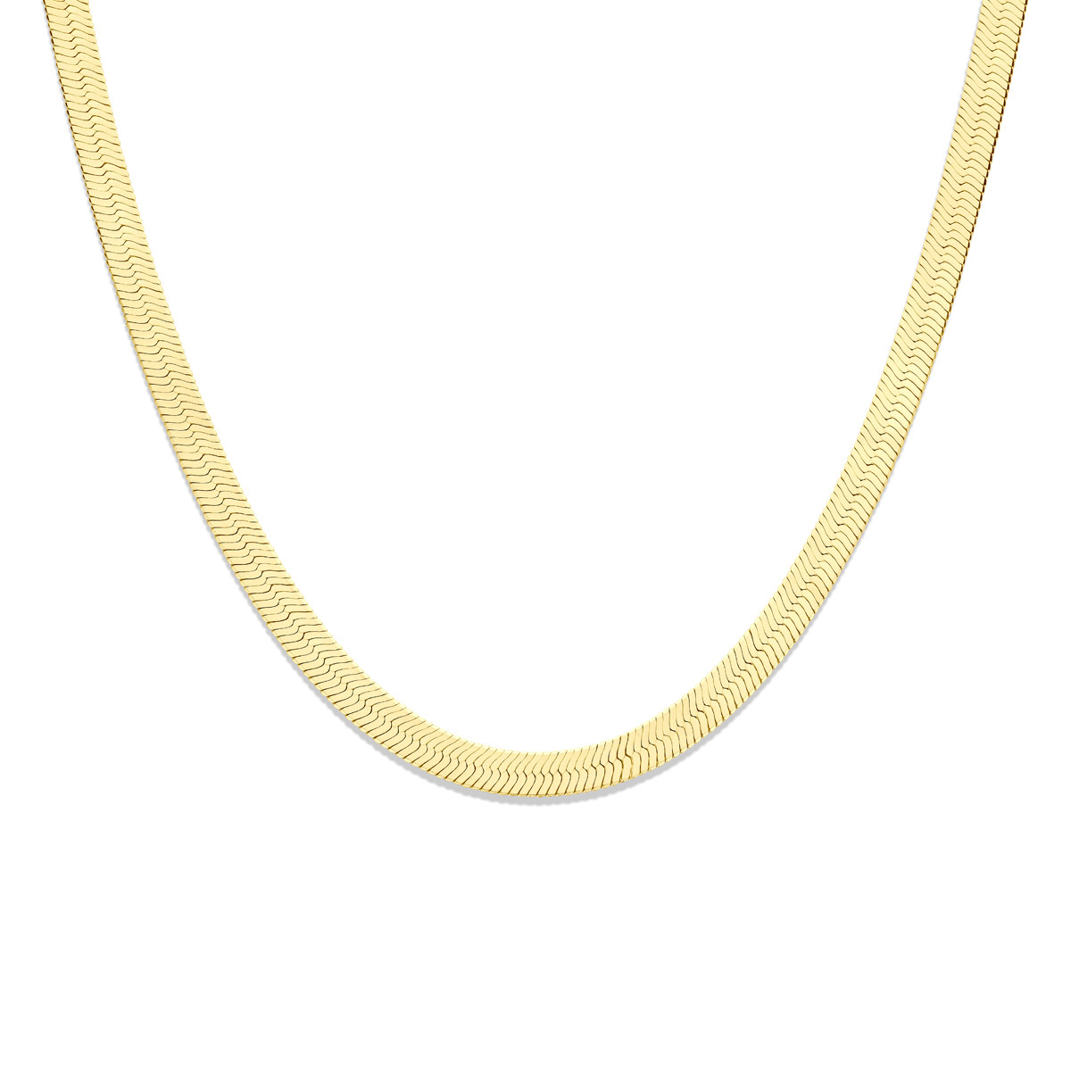 Gold plated schakelketting met platte slangschakel 8.5 mm breed - Lengte 43 cm