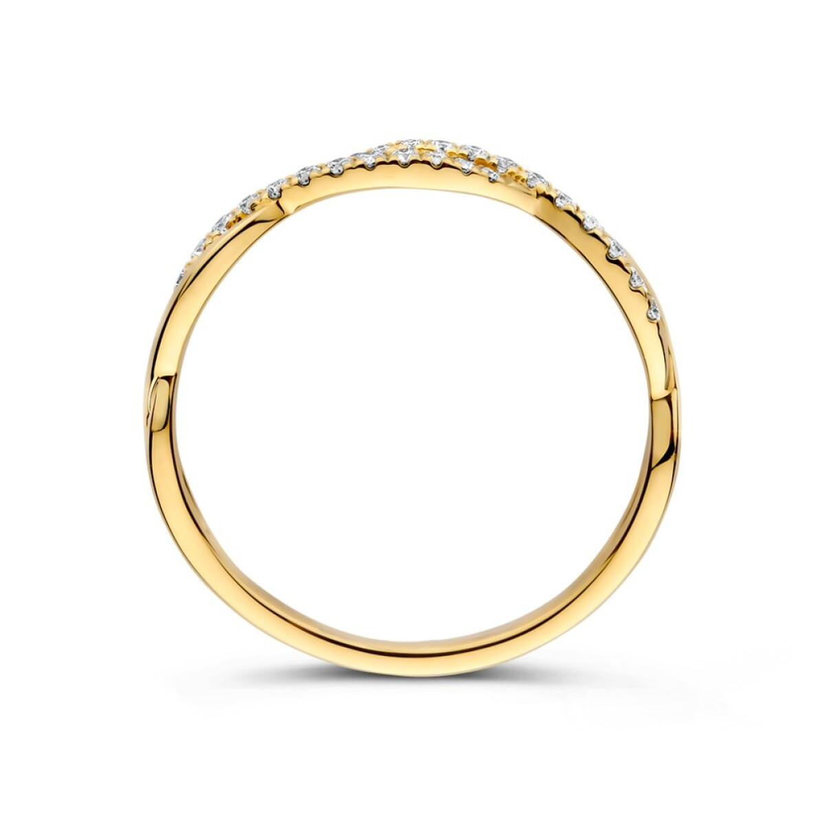 Golvende 14-karaat gouden ring met natuurlijke briljant geslepen diamanten 0.13 crt 3 mm breed
