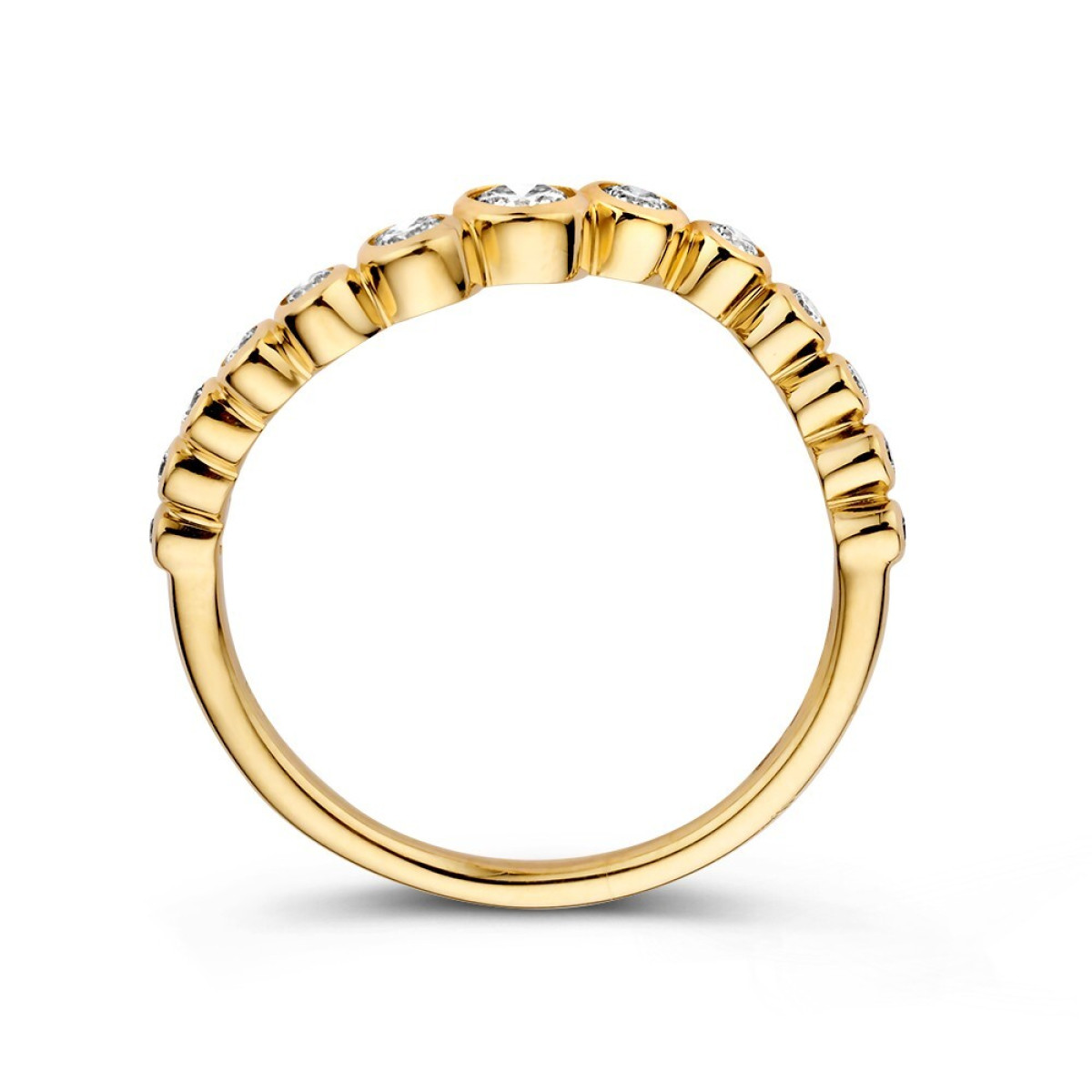 Golvende diamanten ring 0.37 crt van 14-karaat goud met ronde vorm