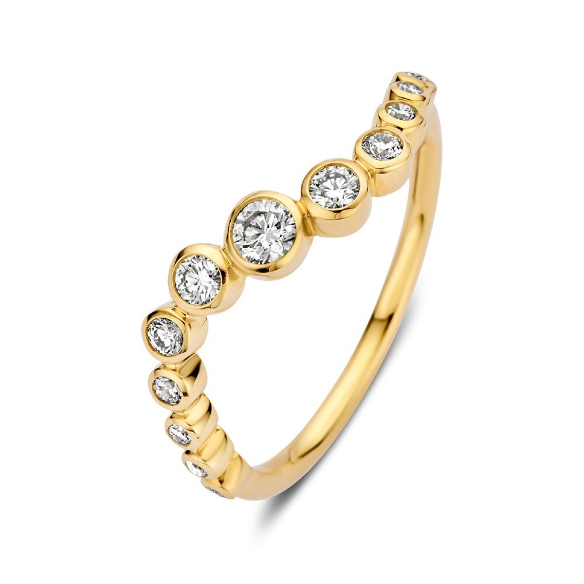 Golvende diamanten ring 0.37 crt van 14-karaat goud met ronde vorm