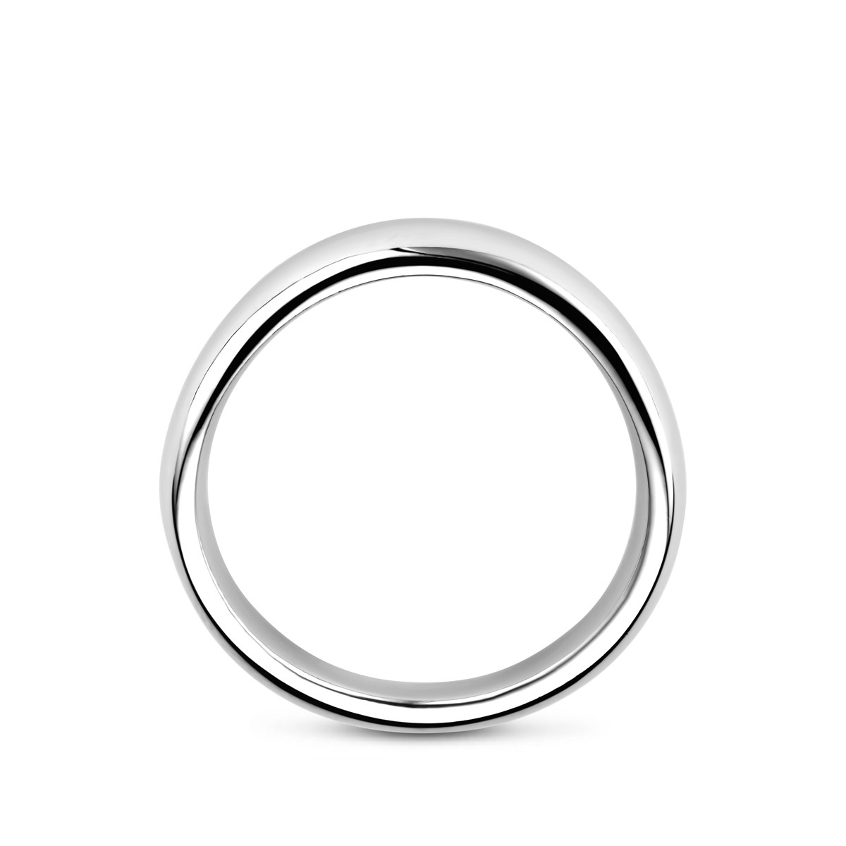 Golvende zilveren ring met moderne uitstraling gerhodineerd 5 mm breed