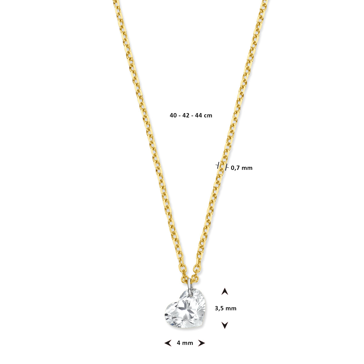 Goud 18-karaat ketting met diamanten hartjes hanger 0.25 crt - Lengte 40-42-44 cm