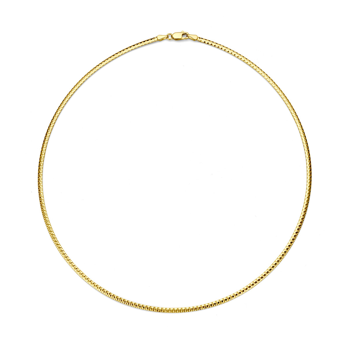 Goud gediamanteerde omega schakelketting 14-karaat - Lengte 45 cm
