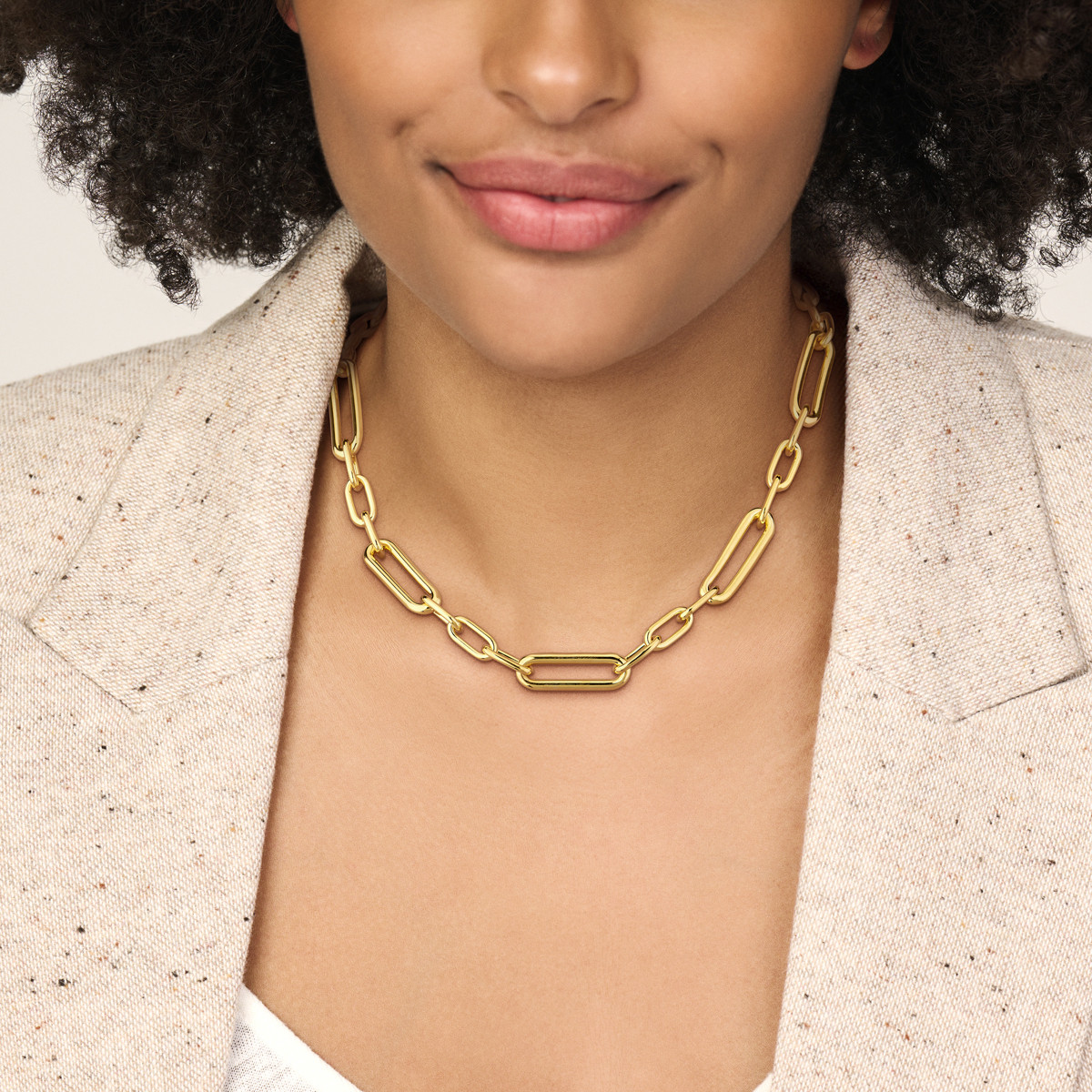 Gouden 14-karaat ankerschakelketting met glanzende afwerking breedte 11 mm - Lengte 43-46 cm