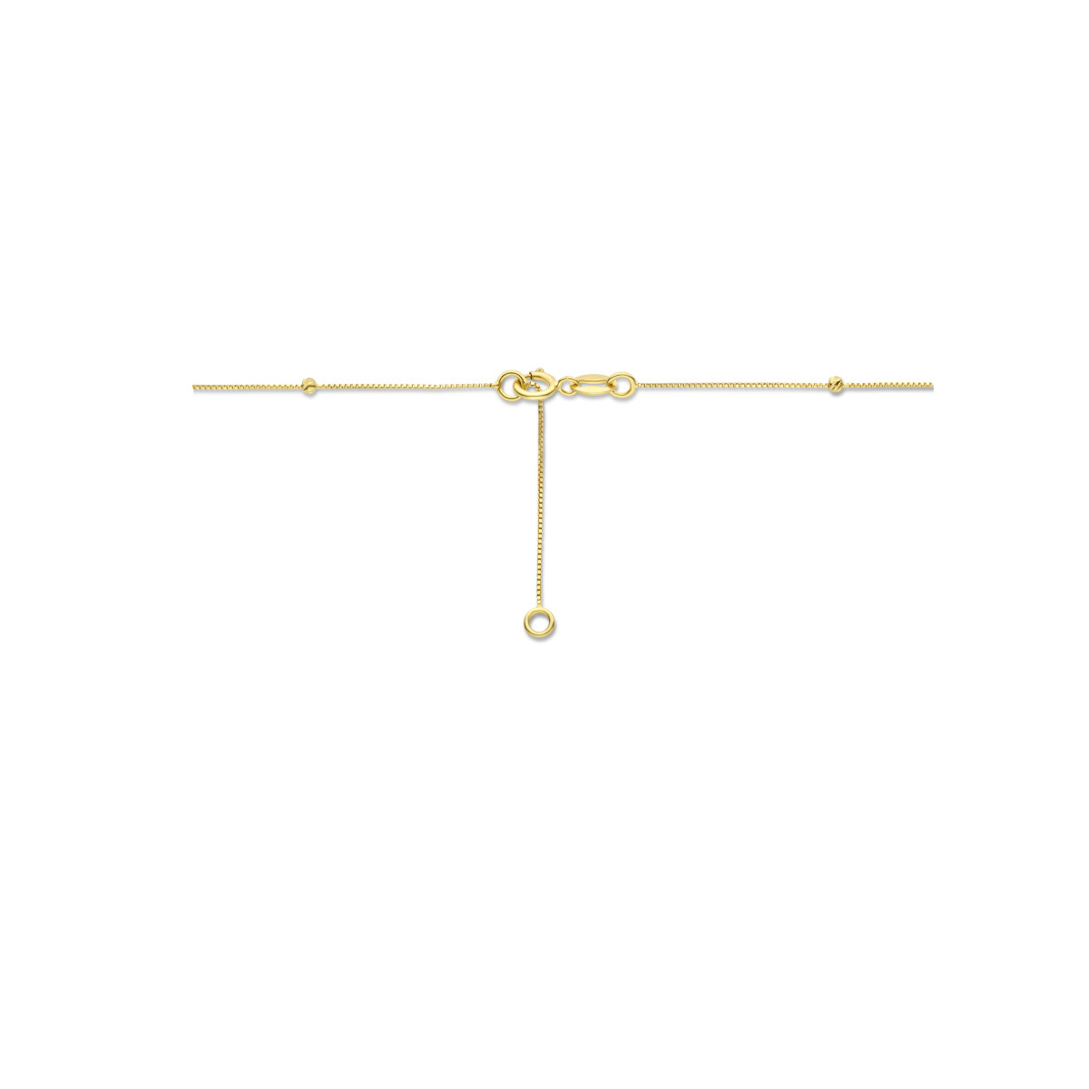 Gouden 14-karaat fijne ketting met bolletjes en gediamanteerde afwerking - Lengte 42-45 cm