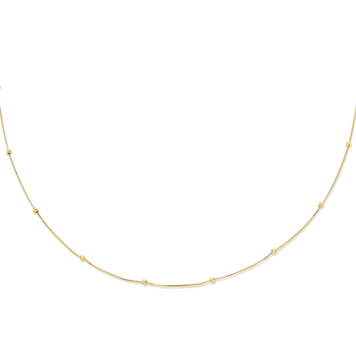 Gouden 14-karaat fijne ketting met bolletjes en gediamanteerde afwerking - Lengte 42-45 cm