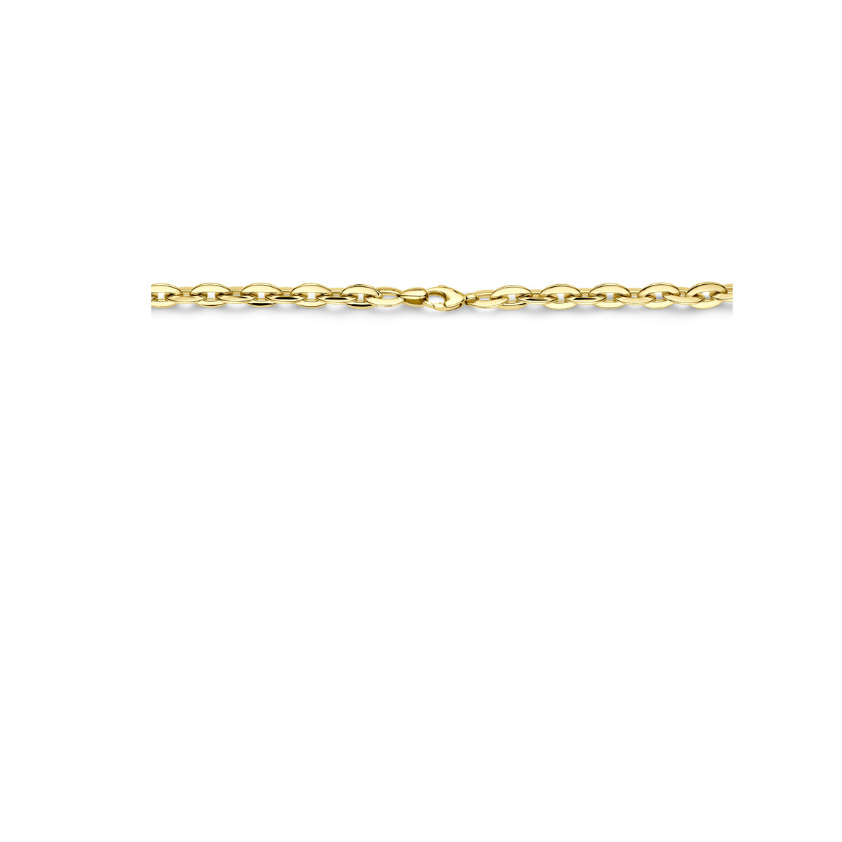 Gouden 14-karaat glanzende anker schakelketting 8.5 mm breed - Lengte 45 cm