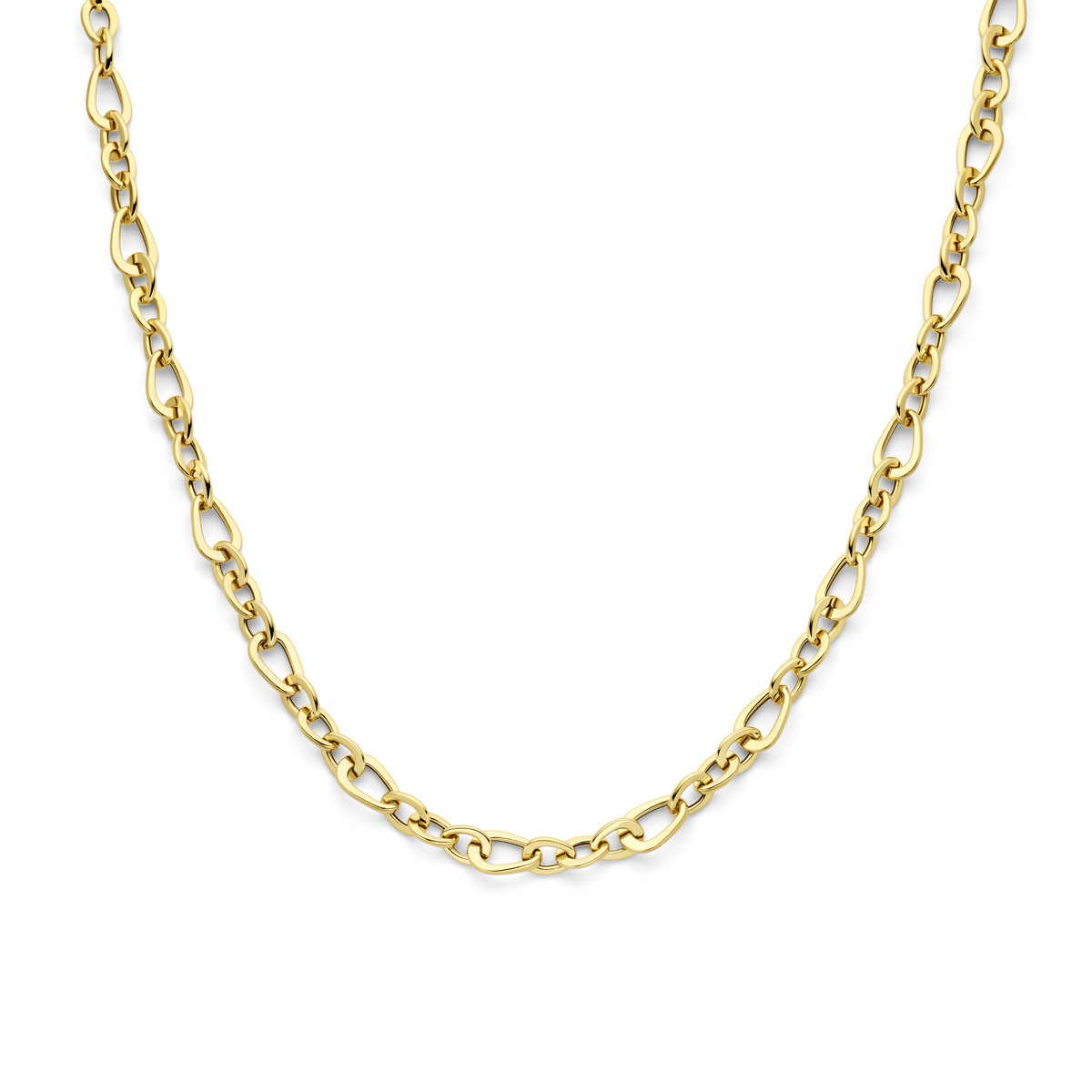 Gouden 14-karaat glanzende ankerschakelketting zonder stenen - Lengte 45 cm