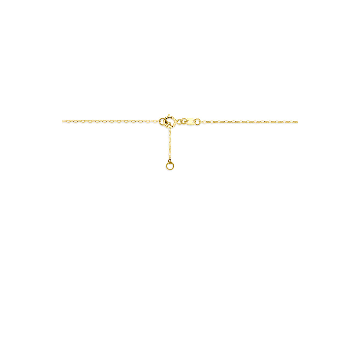 Gouden 14-karaat glanzende ketting met 3 hartjes hangers 5.5x6 mm - Lengte 40-42 cm