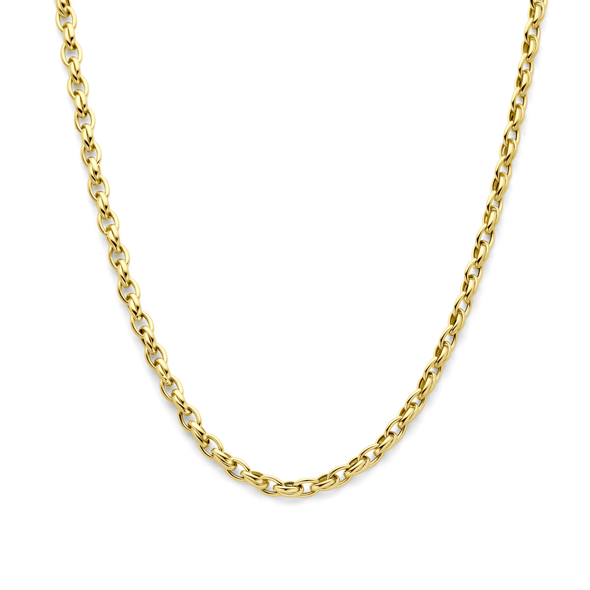 Gouden 14-karaat glanzende schakelketting met ovale schakels 5 mm breed - Lengte 45 cm