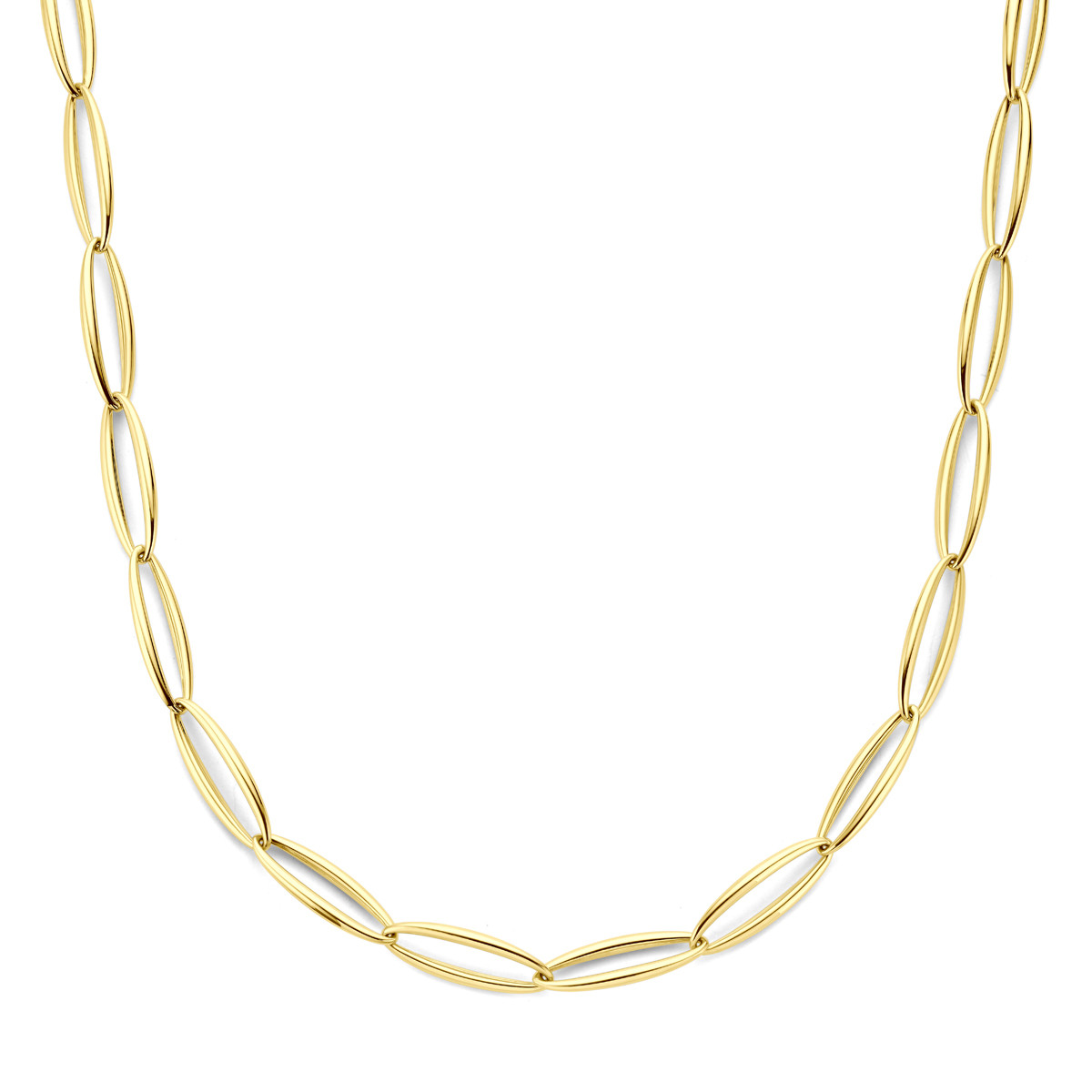 Gouden 14-karaat glanzende schakelketting met overige schakels 9.5 mm - Lengte 45 cm