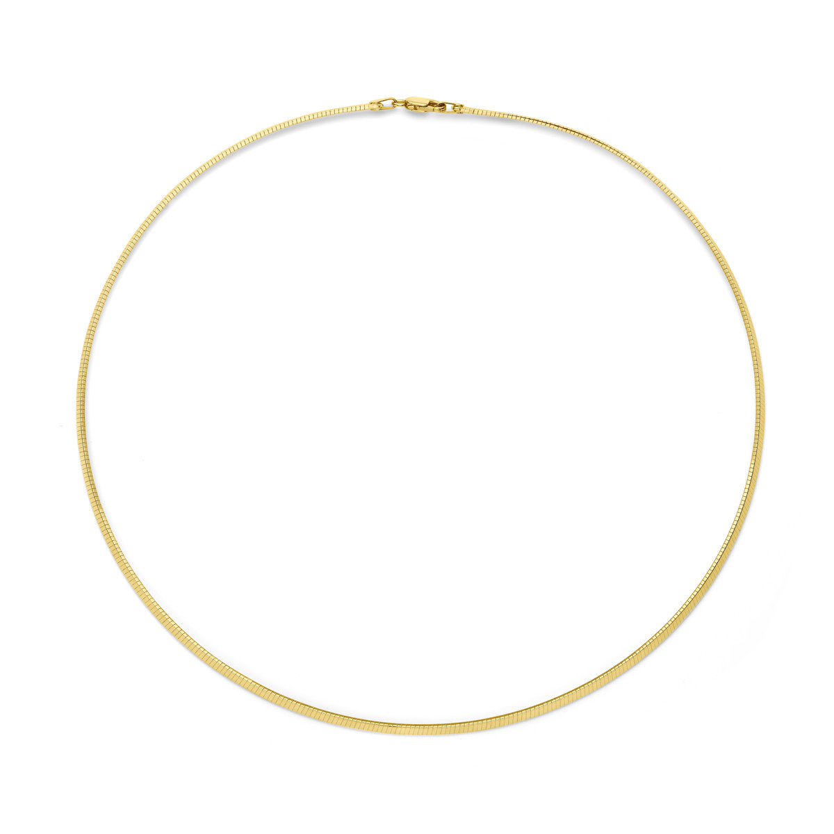 Gouden 14-karaat omega schakelketting met glanzende afwerking 2.5 mm - Lengte 45 cm