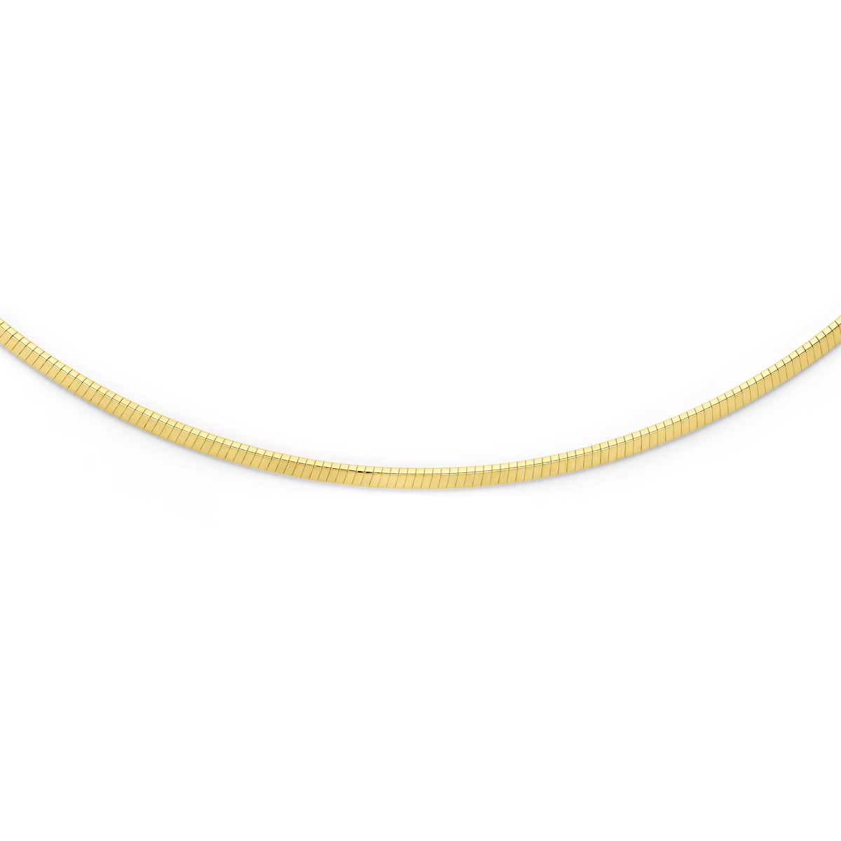 Gouden 14-karaat omega schakelketting met glanzende afwerking 2.5 mm - Lengte 45 cm