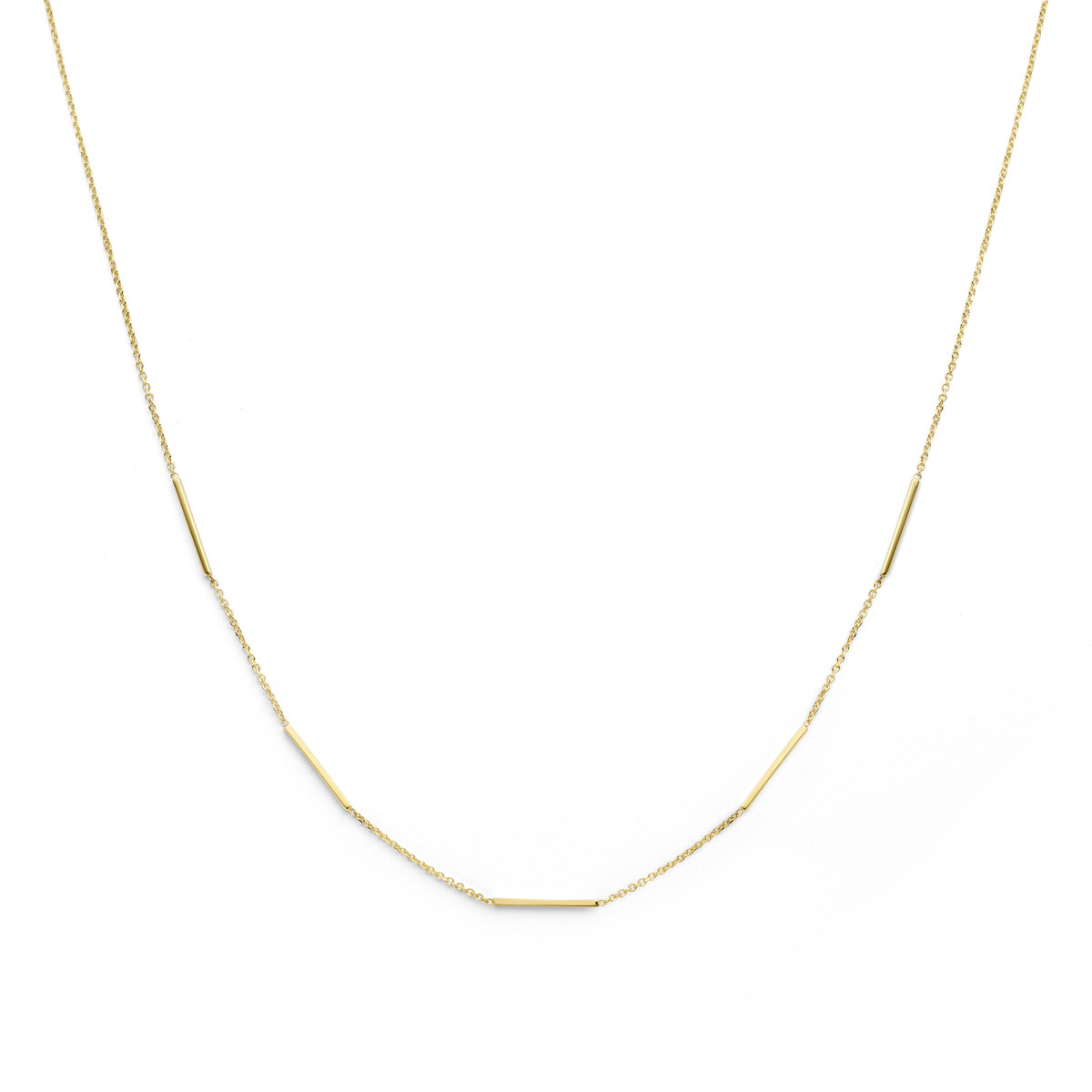 Gouden 14-karaat schakelketting met staafjes en glanzende afwerking - Lengte 45 cm