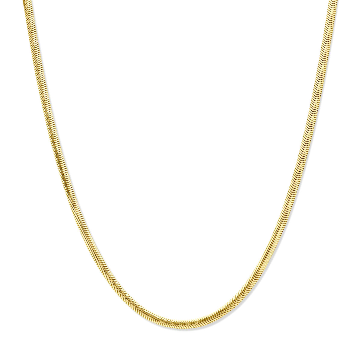 Gouden 14-karaat slangschakelketting glanzend - Lengte 45 cm en 3 mm breed