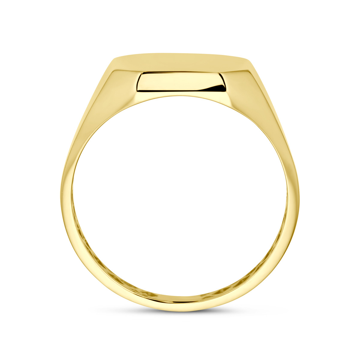 Gouden vierkante graveerring voor heren 12.5 mm breed