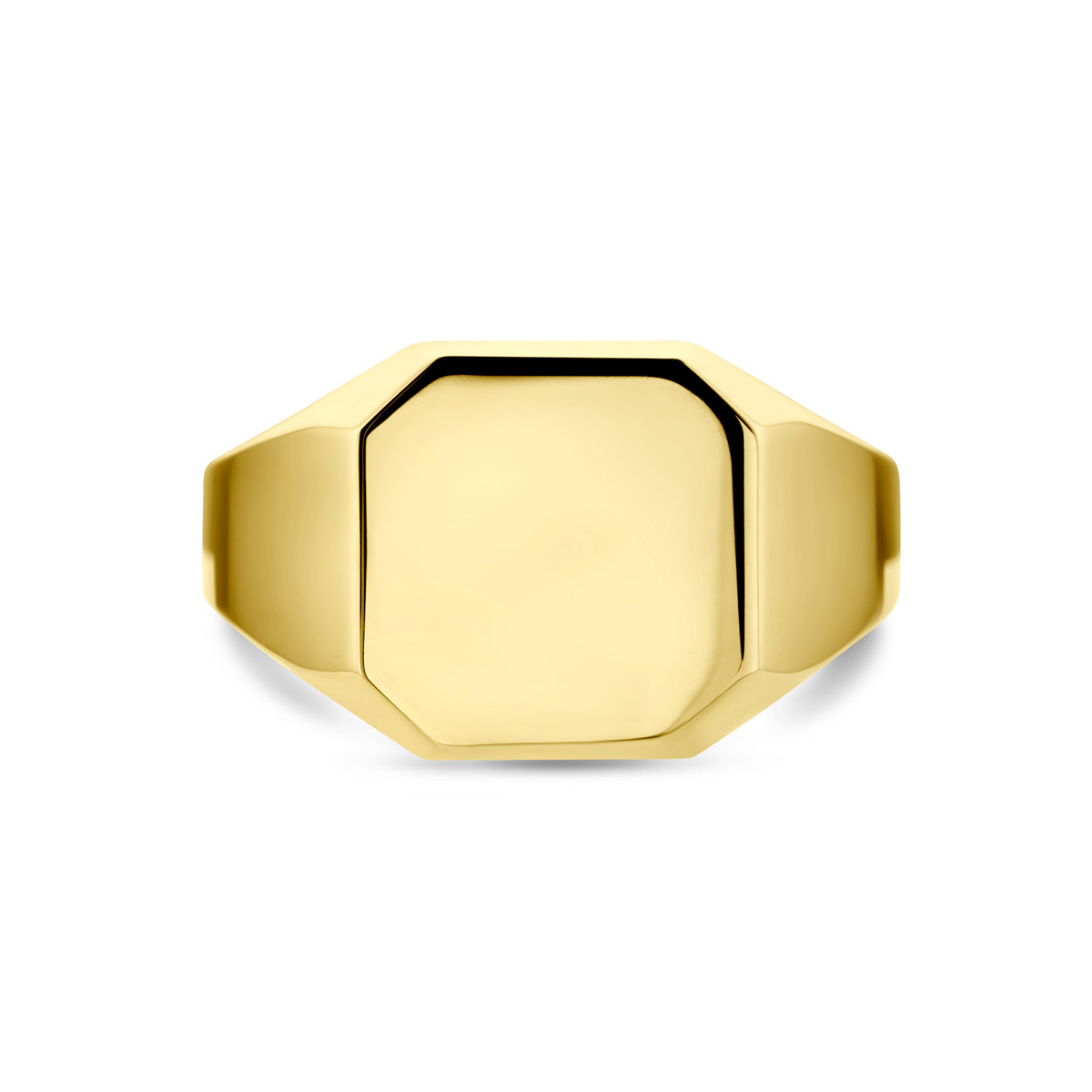 Gouden vierkante graveerring voor heren 12.5 mm breed