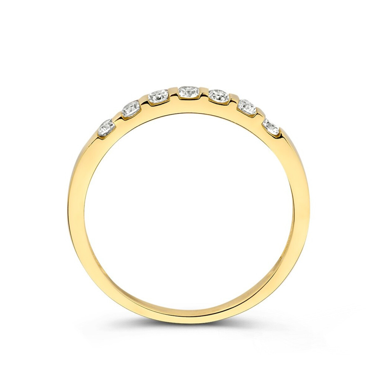 Gouden alliance ring met briljant geslepen transparante zirkonia's 2.2 mm breed