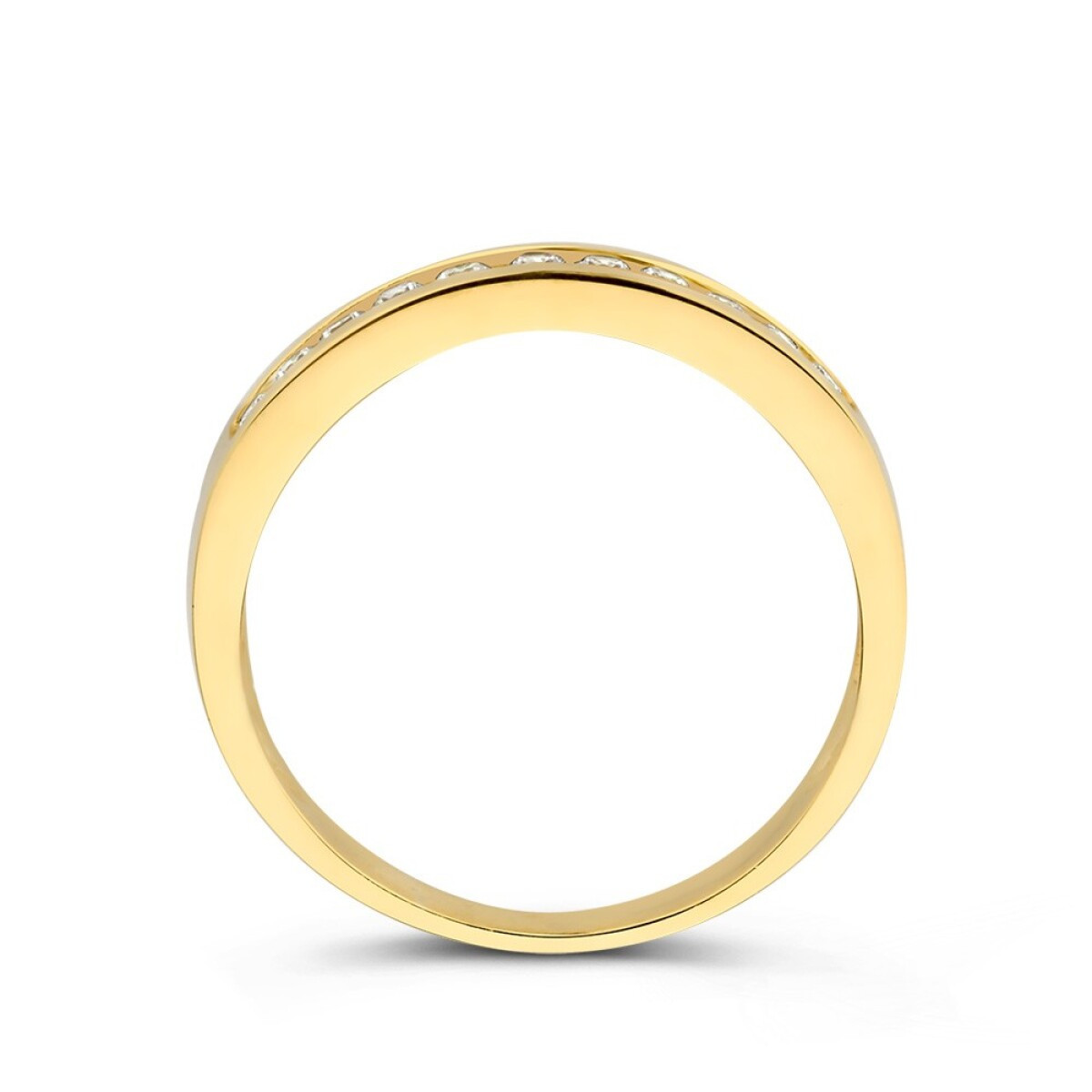 Gouden alliance ring met briljant geslepen zirkonia's 3.3 mm breed