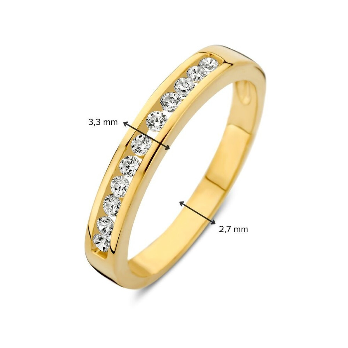 Gouden alliance ring met briljant geslepen zirkonia's 3.3 mm breed