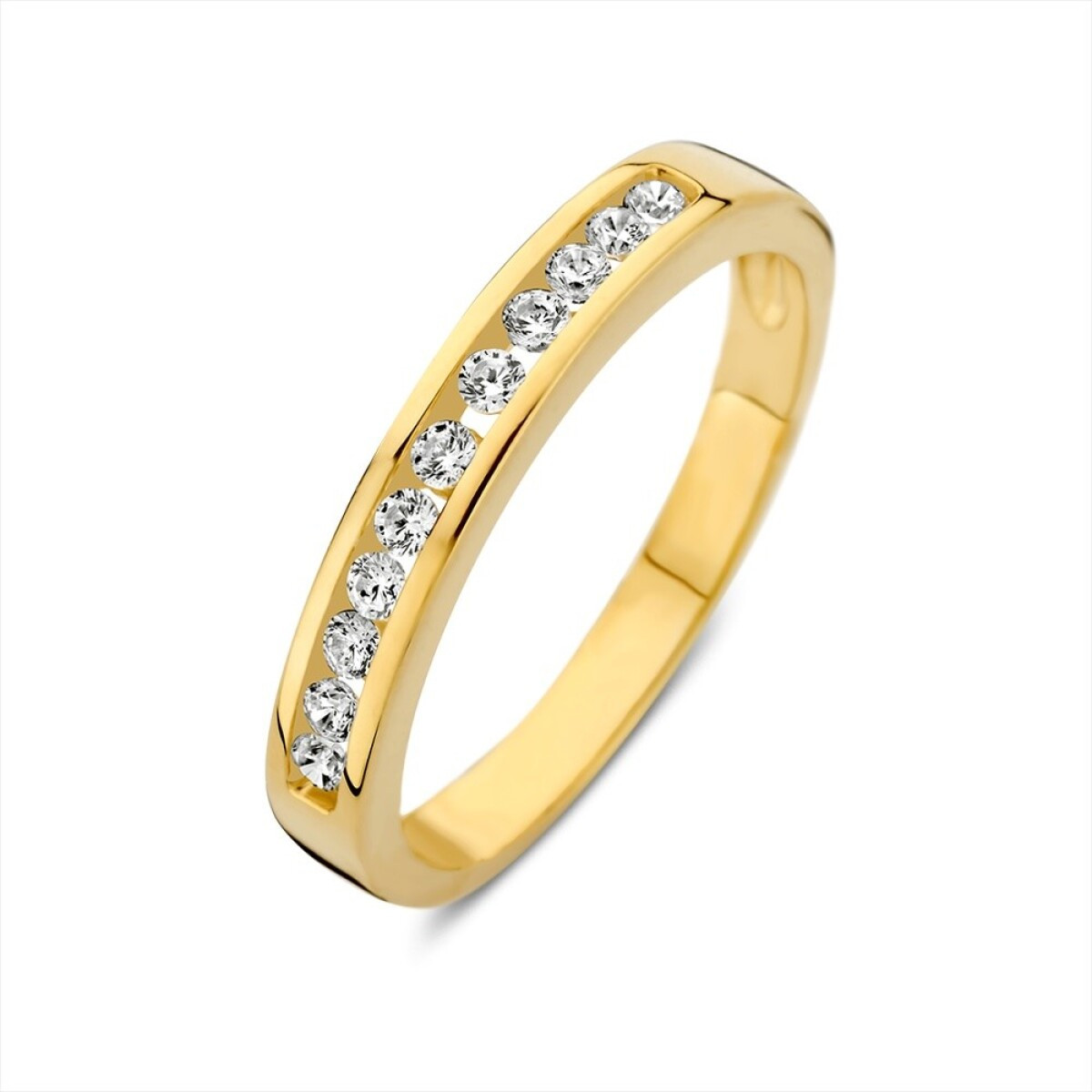 Gouden alliance ring met briljant geslepen zirkonia's 3.3 mm breed