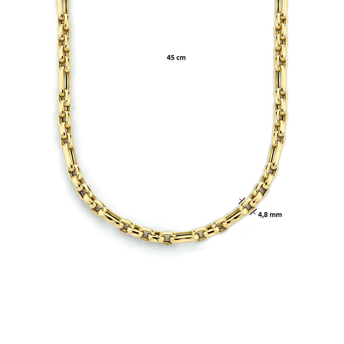 Gouden anker ketting 4.8 mm 45 cm