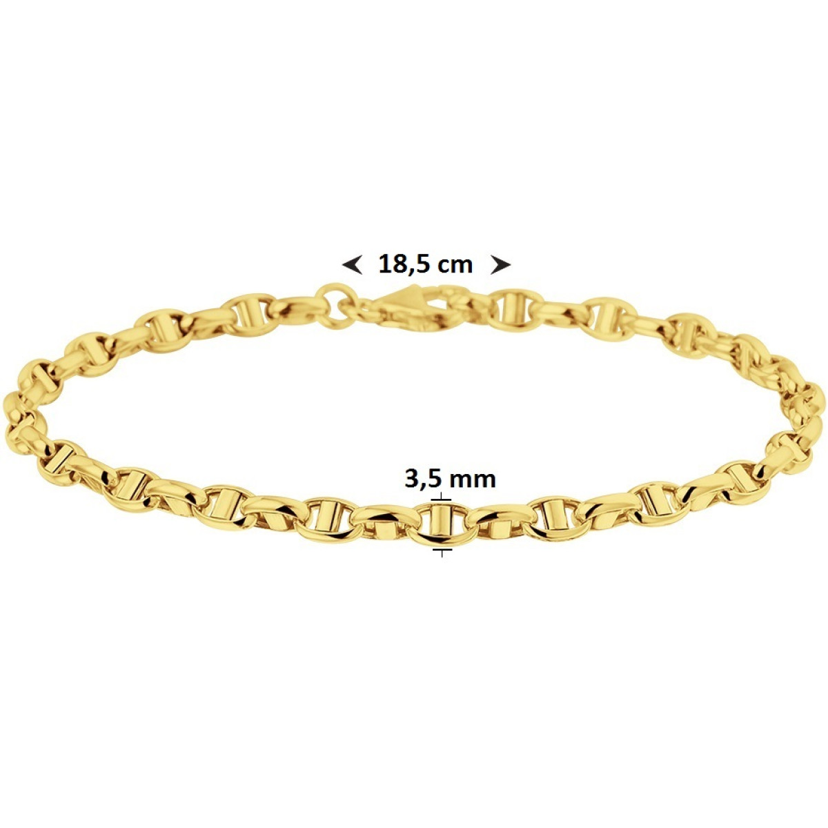 Gouden anker schakel schakelarmband 3.5 mm
