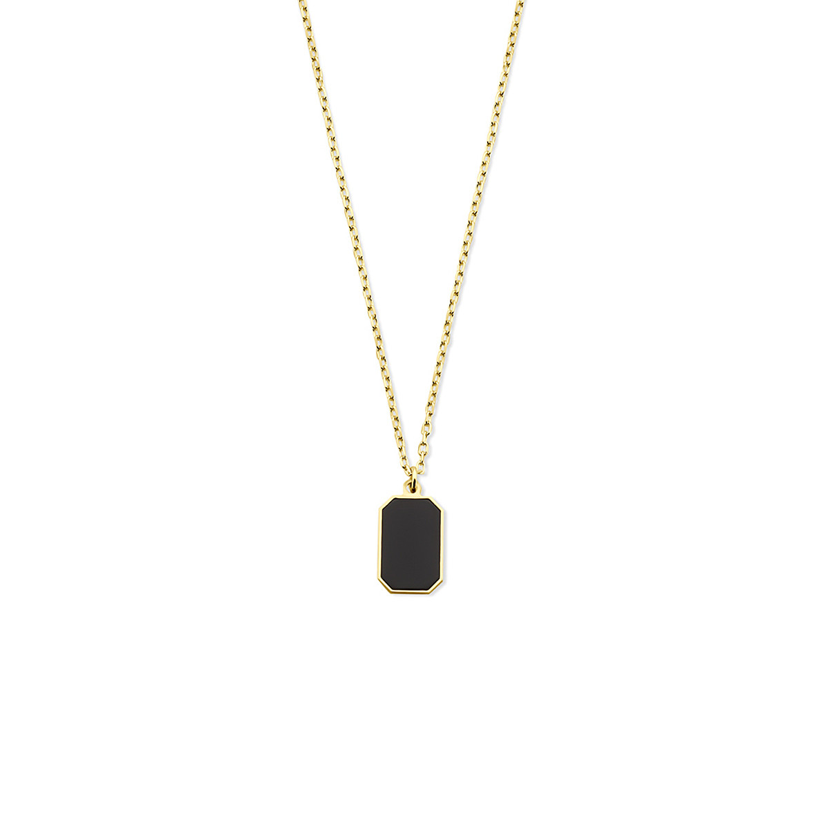 Gouden ankerketting met achthoekige onyx hanger glanzend - Lengte 40-42-44 cm