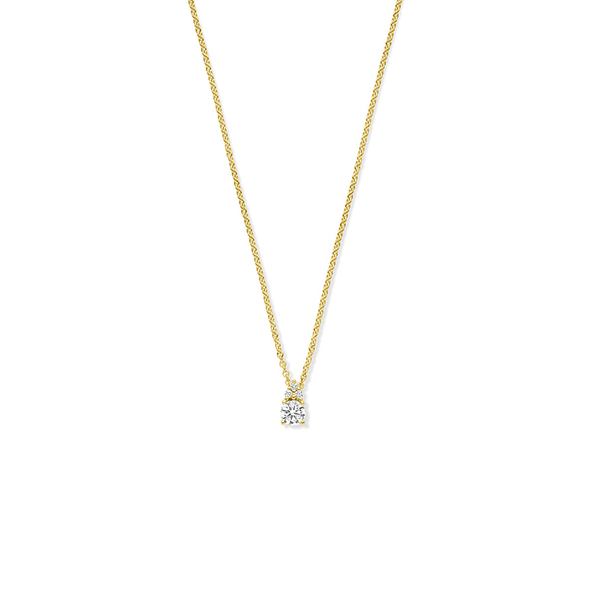 Gouden ankerketting met briljantgeslepen transparante diamant 0.27 crt glanzend - Lengte 43-45 cm