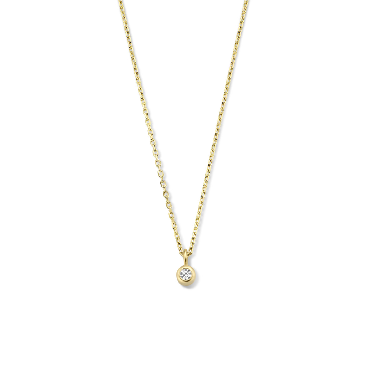 Gouden ankerketting met zirkonia hanger - Lengte 41 + 4 cm