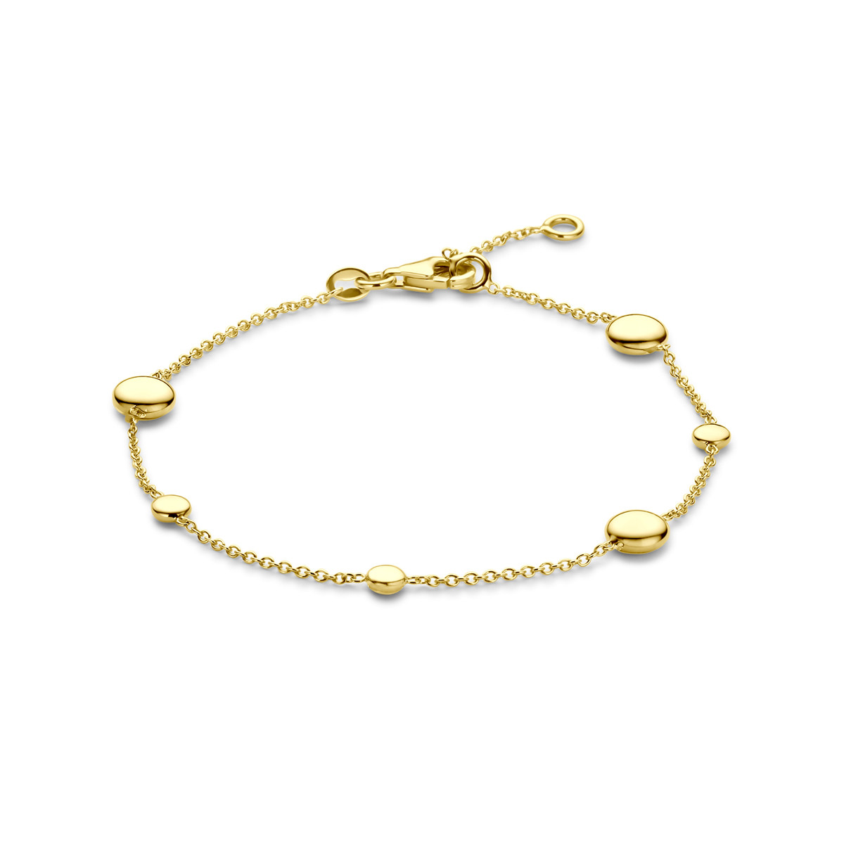 Gouden armband 14-karaat met bolletjes in diverse groottes 1 mm breed - Lengte 17-19 cm