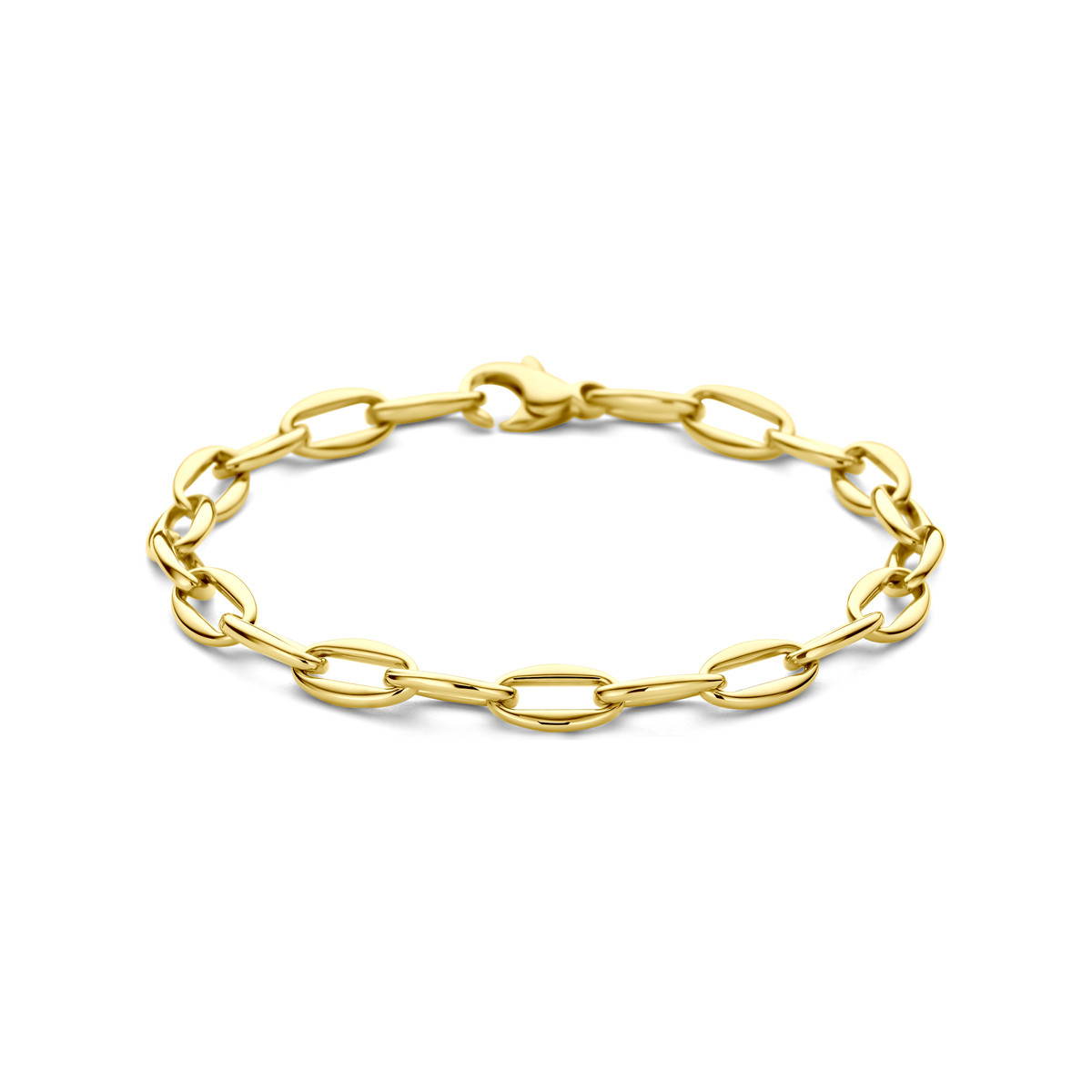Gouden armband met 14-karaat paperclip schakels 6 mm breed - Lengte 18.5 cm