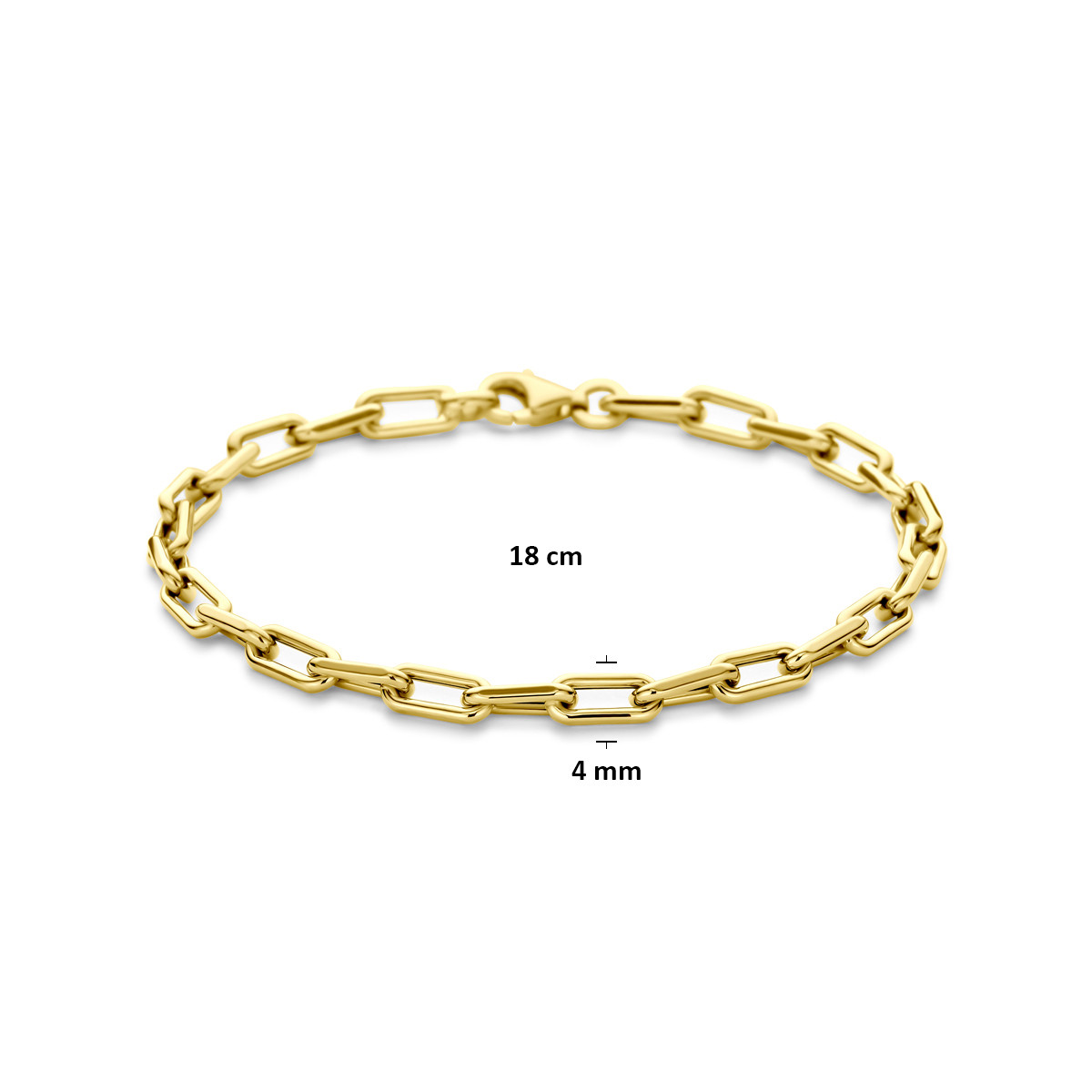 Gouden armband met anker schakels 14-karaat glanzend 4 mm breed - Lengte 18 cm