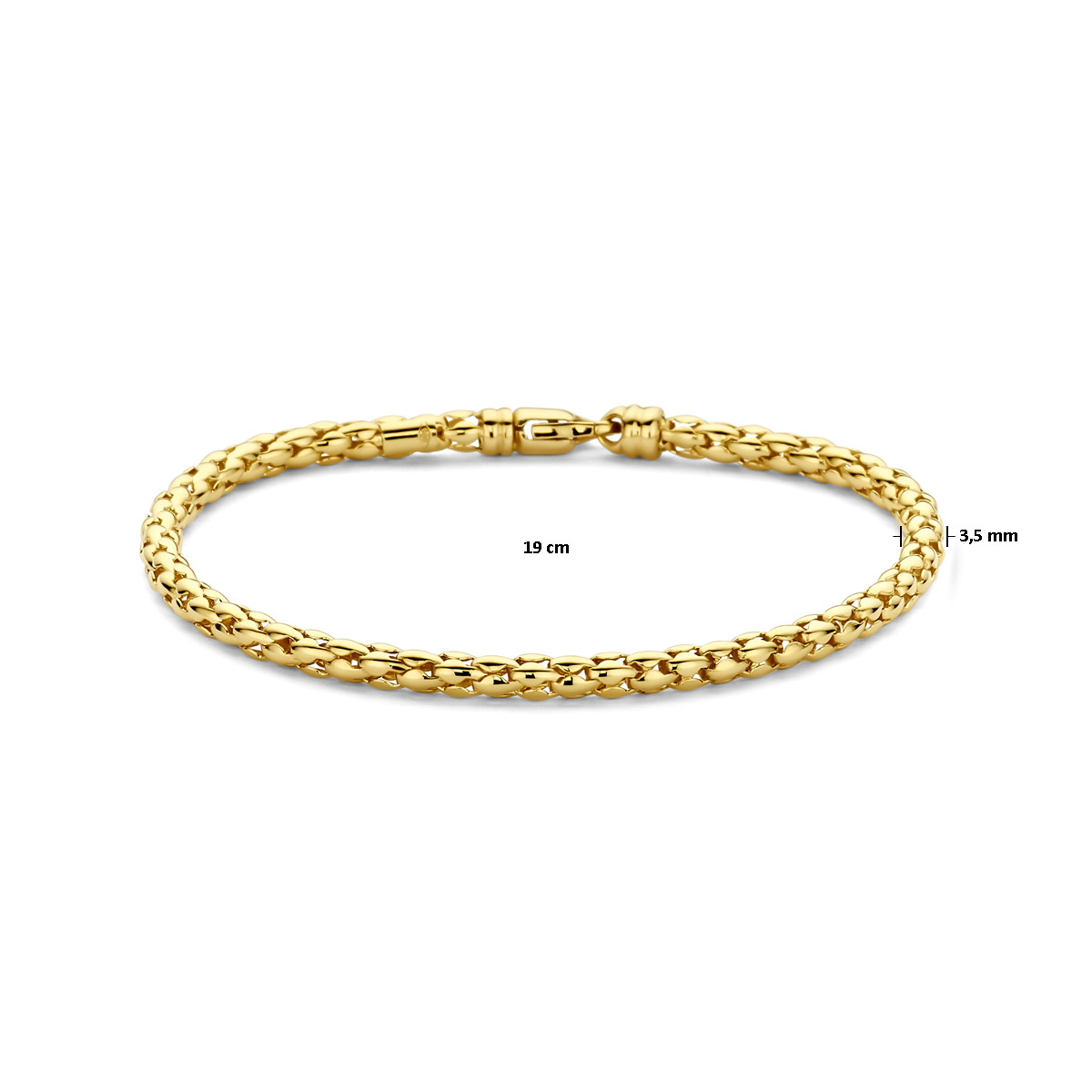 Gouden armband met fantasieschakel 3.5 mm breed - Lengte 19 cm