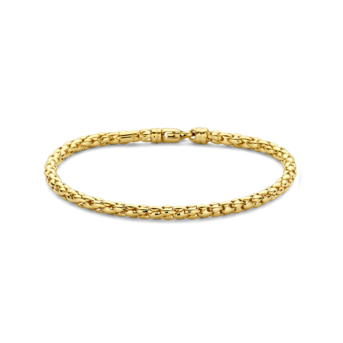 Gouden armband met fantasieschakel 3.5 mm breed - Lengte 19 cm
