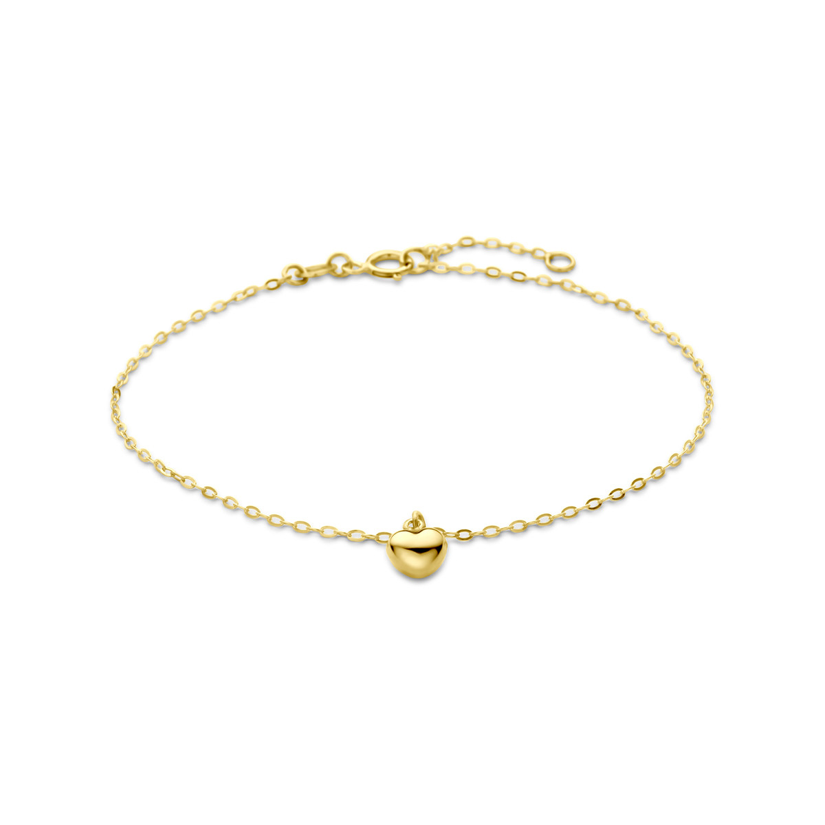 Gouden armband met hartjes hanger 14-karaat 6 mm breed - Lengte 16.5-18.5 cm