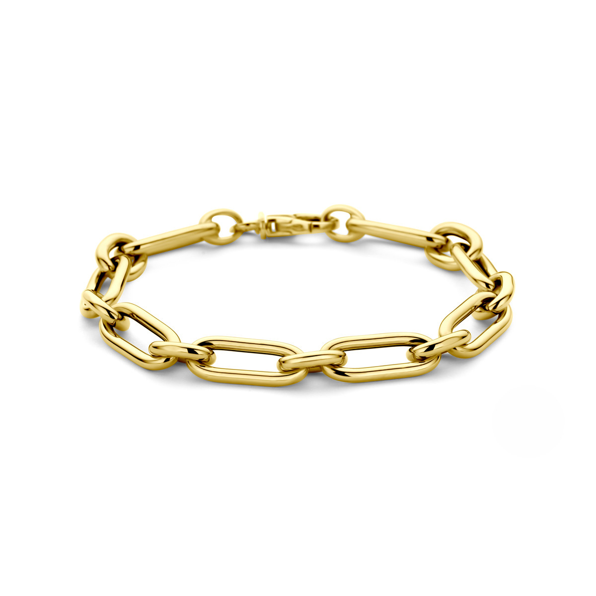 Gouden armband met paperclip schakels 14-karaat 7.5 mm breed - Lengte 19 cm