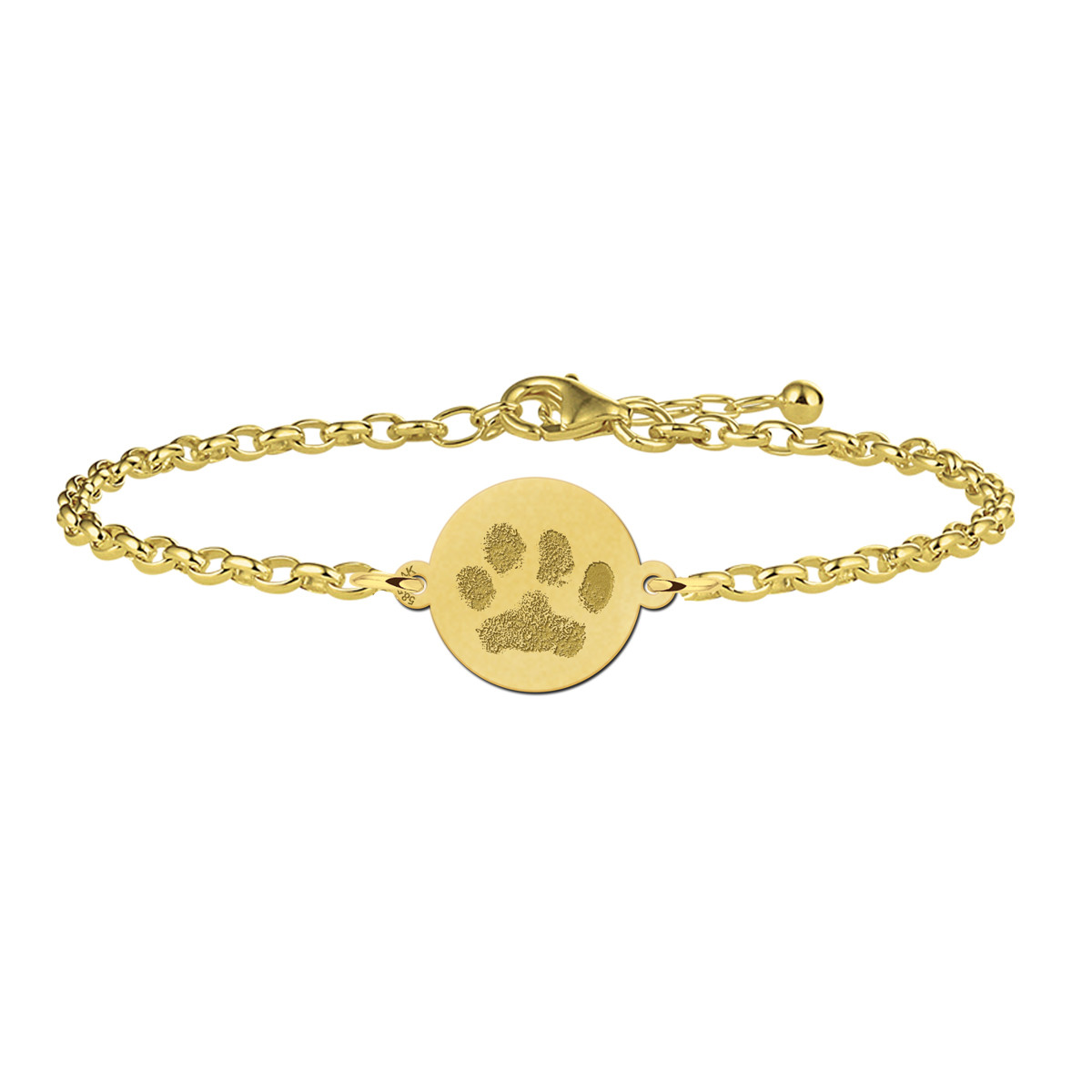 Gouden armband met pootafdruk