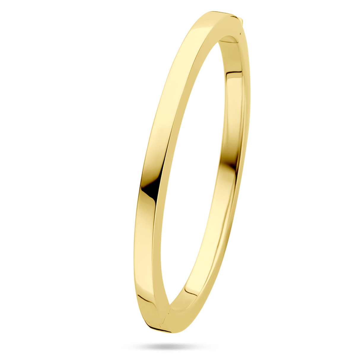 Gouden bangle 14-karaat glanzend afgewerkt 5 mm breed - Diameter 60 mm