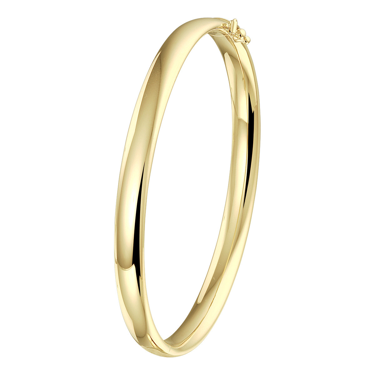 Gouden bangle glanzend 14-karaat 6 mm breed - Diameter 60 mm
