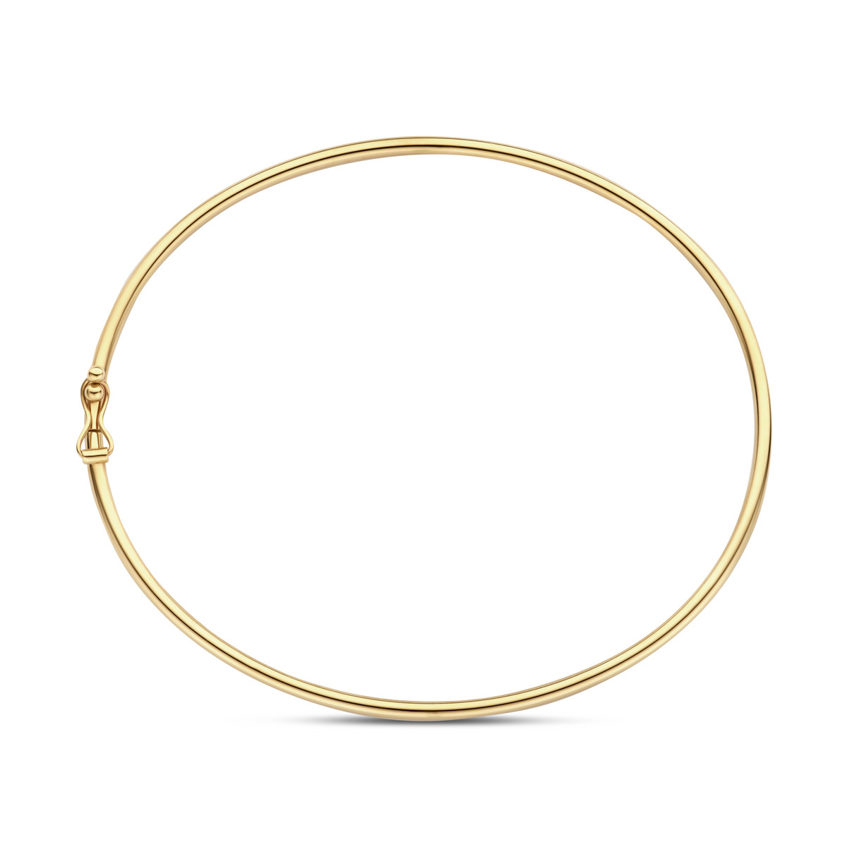 Gouden bangle met dopsluiting en ronde buis 1.8 mm - Diameter 60 mm