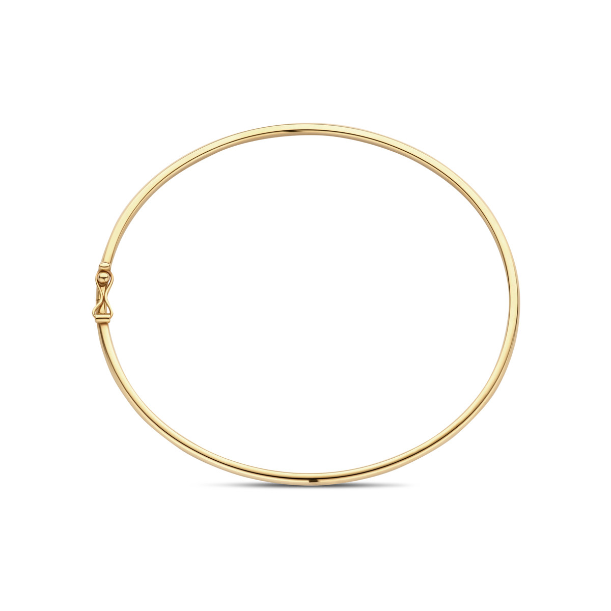 Gouden bangle met dopsluiting en ronde buis 2.4 mm - Diameter 60 mm