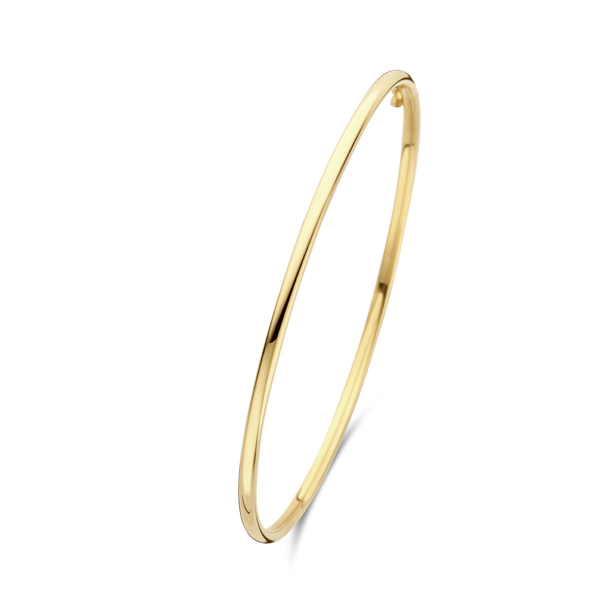 Gouden bangle met dopsluiting en ronde buis 2.4 mm - Diameter 60 mm