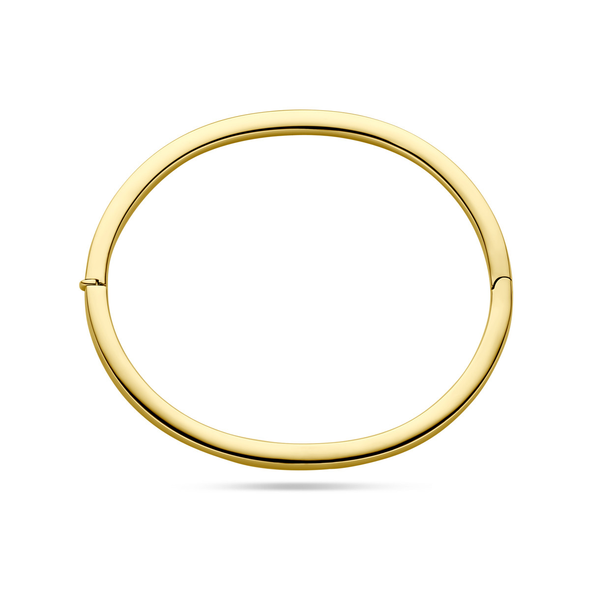 Gouden bangle met scharniersluiting en vlakke buis 4 mm - Diameter 60 mm