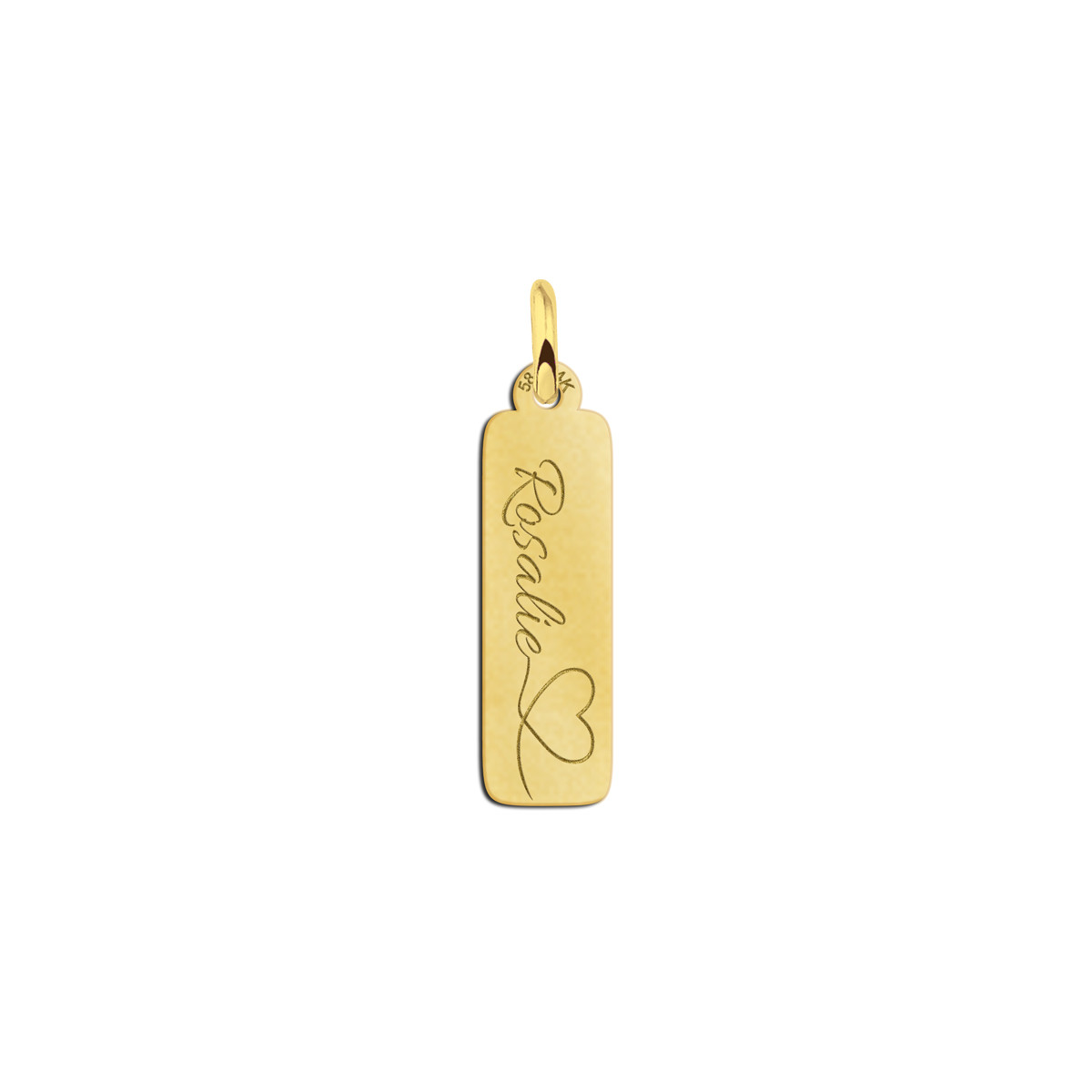 Gouden bar hanger met naam en hartje