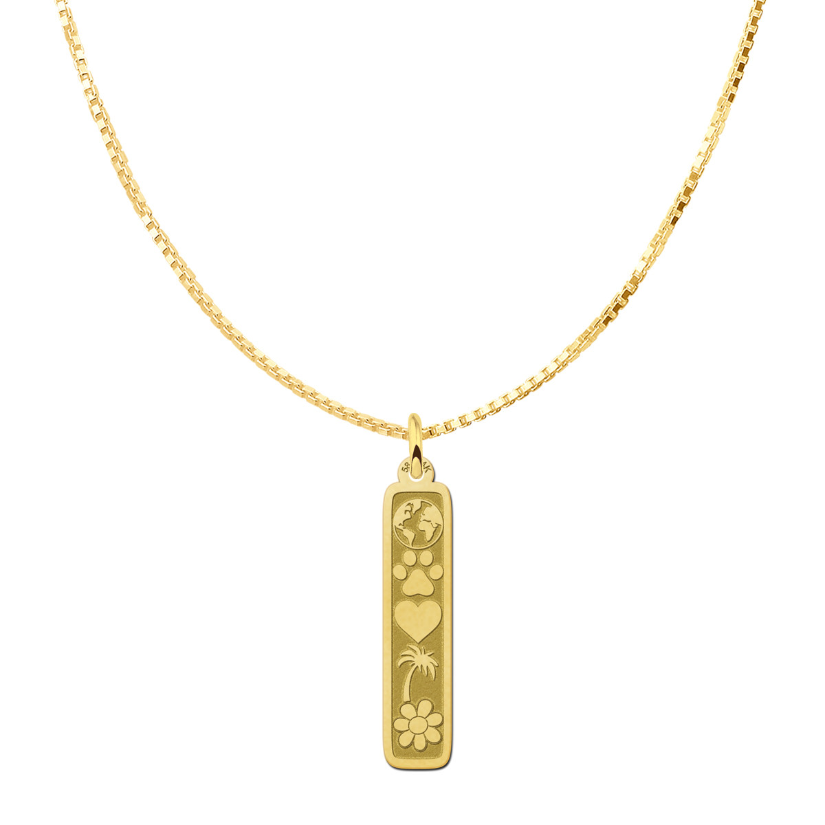 Gouden bar hanger met symbolen