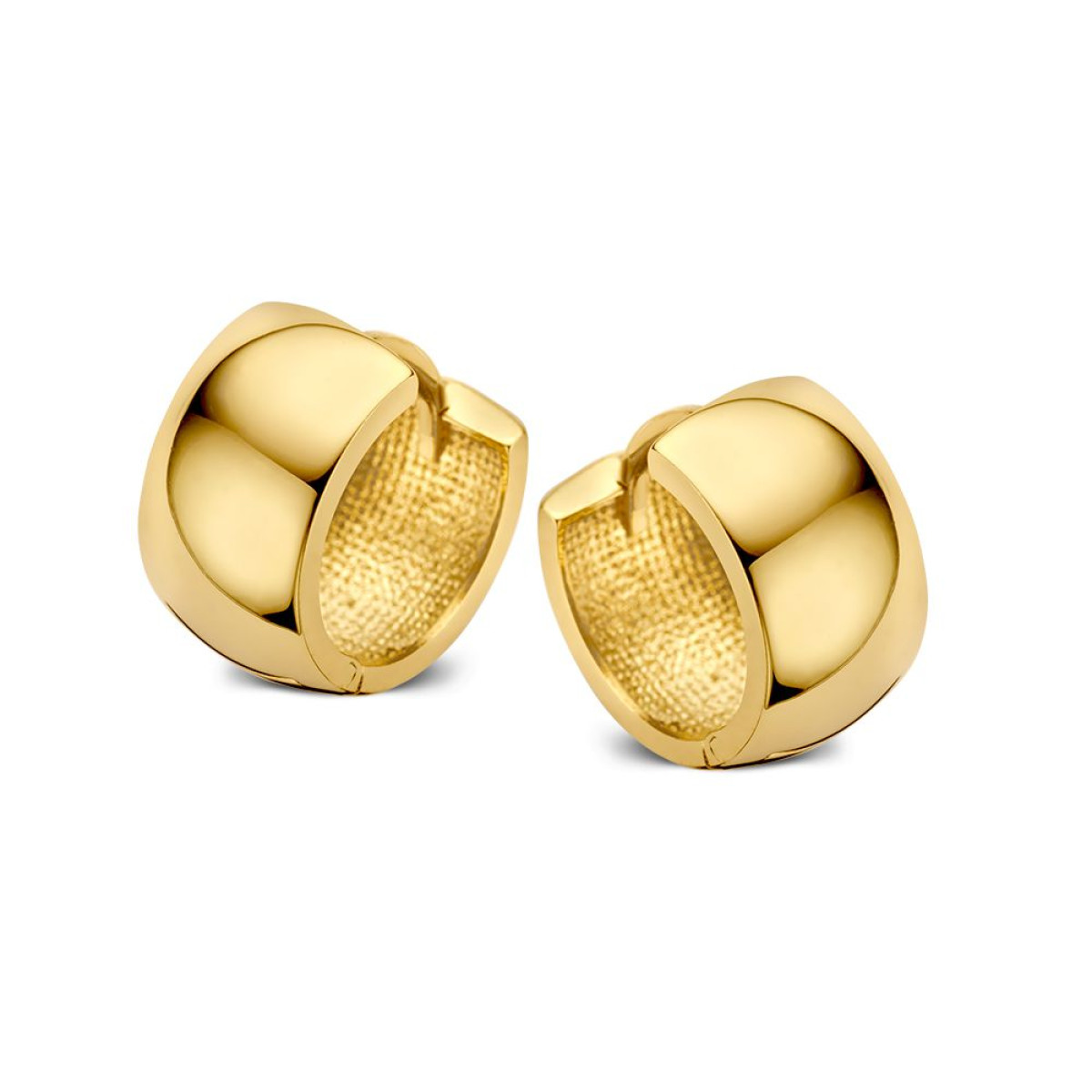 Gouden bolle klapoorringen 8 mm breed - Diameter 13 mm