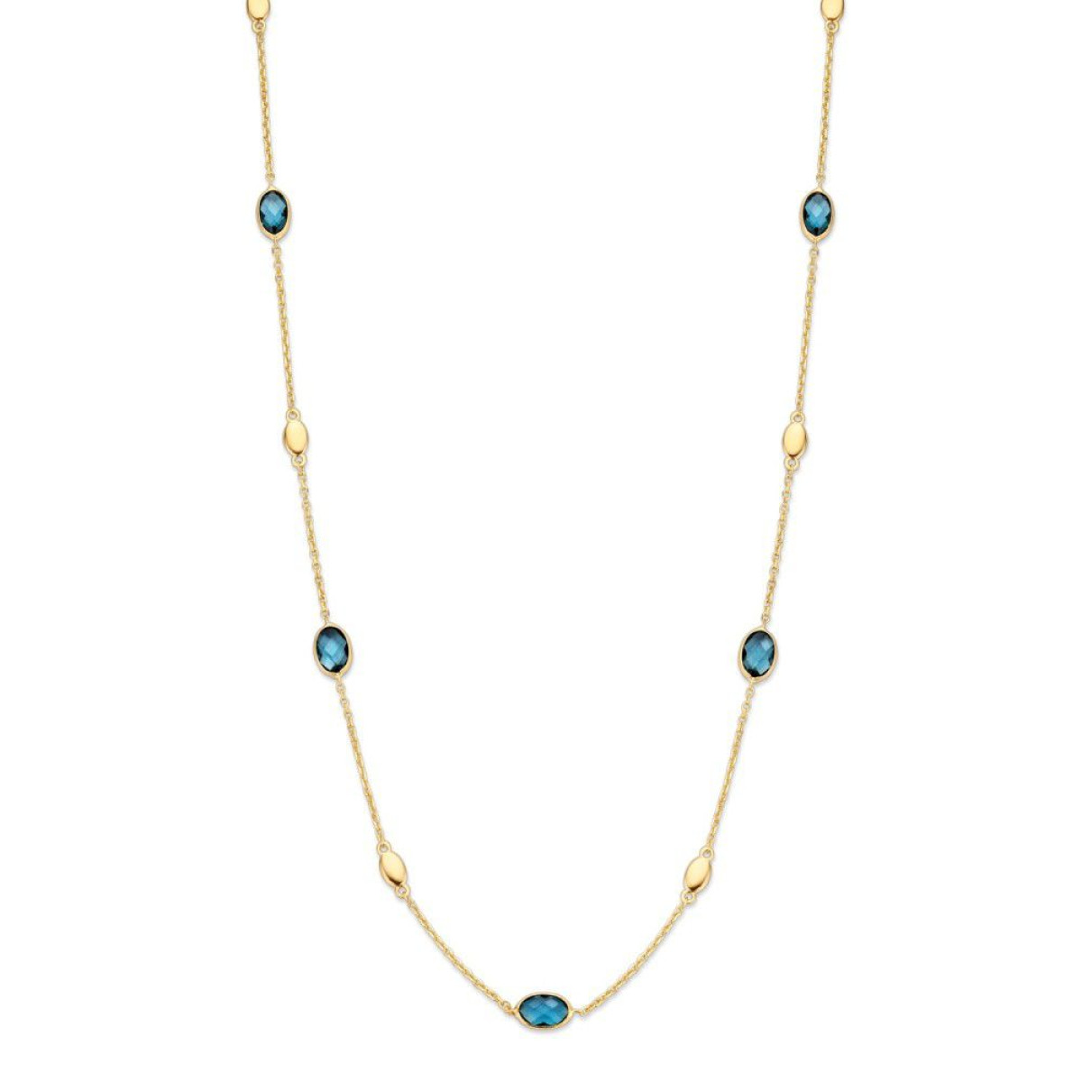 Gouden collier met geslepen topaas 45 cm