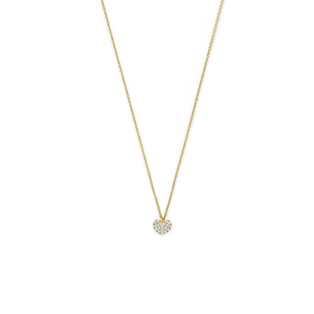 Gouden collier met hart hanger 14-karaat en diamanten 0.09 crt - Lengte 43-44-45 cm